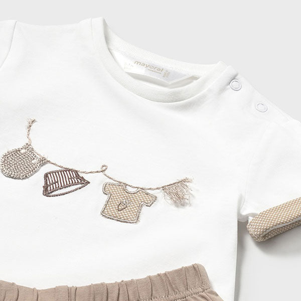 Mayoral Charms Top Cream Dot Shorts Set