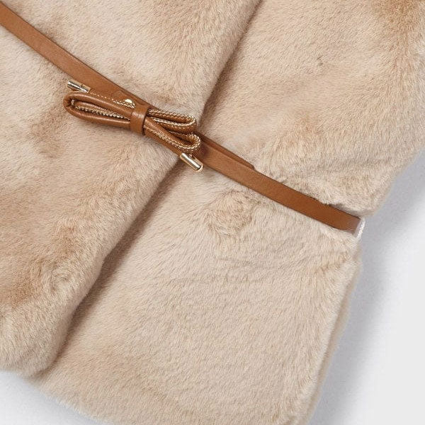 Mayoral Girls Cream Faux Fur Vest with Belt