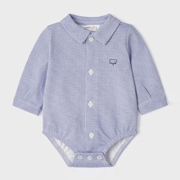 Mayoral Blue White Pattern Polo Bodysuit Onesie