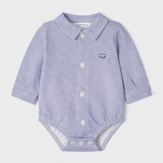 Mayoral Blue White Pattern Polo Bodysuit Onesie