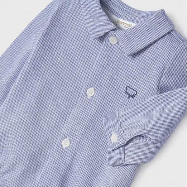 Mayoral Blue White Pattern Polo Bodysuit Onesie