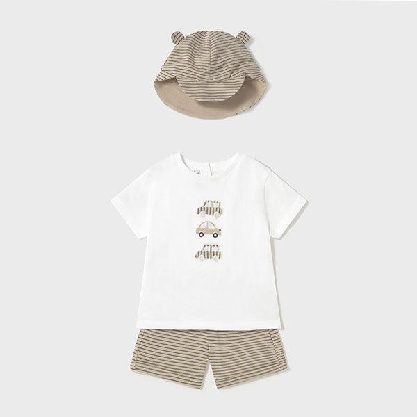 Mayoral Cars Top Shorts Hat Set