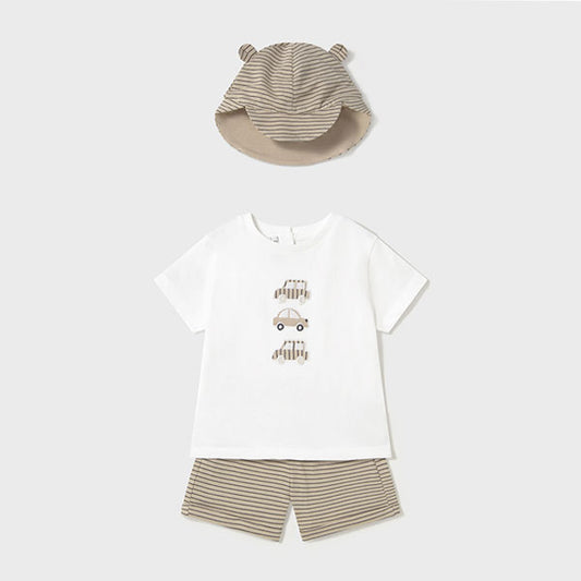 Mayoral Cars Top Shorts Hat Set