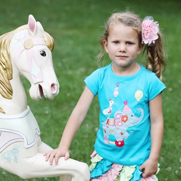 Lemon Loves Lime Girls Elephant Blue Top