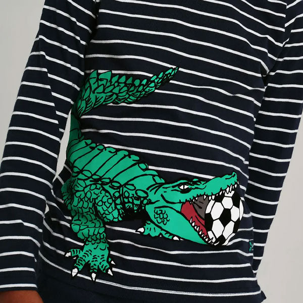 Joules Alligator with Soccer Ball Striped Top