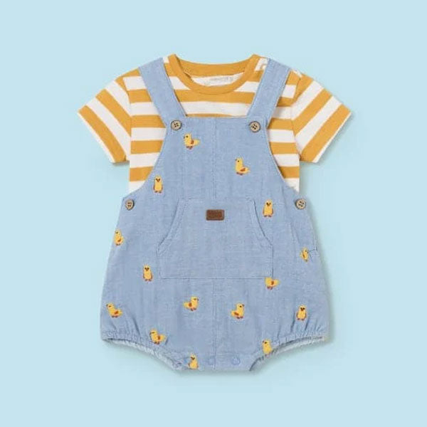 Mayoral Baby Boys Denim Duck Overall Top Set