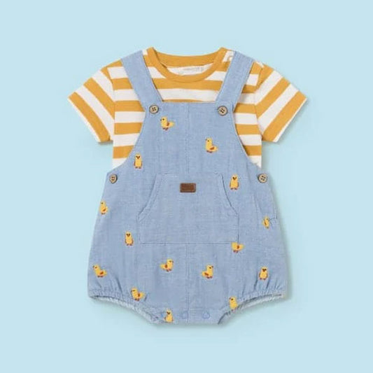 Mayoral Baby Boys Denim Duck Overall Top Set