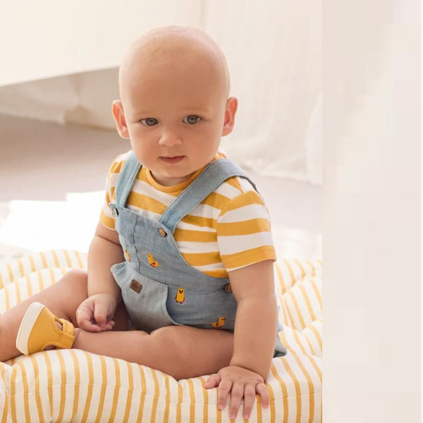 Mayoral Baby Boys Denim Duck Overall Top Set
