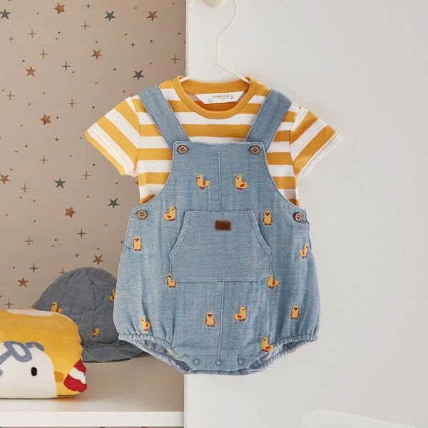 Mayoral Baby Boys Denim Duck Overall Top Set