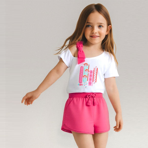 Mayoral Girls Magenta Jersey Shorts