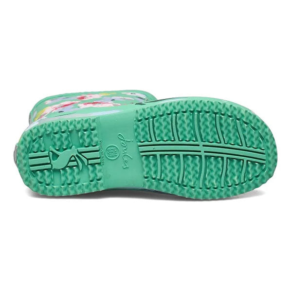 Joules Girls Green Floral Rain Boots