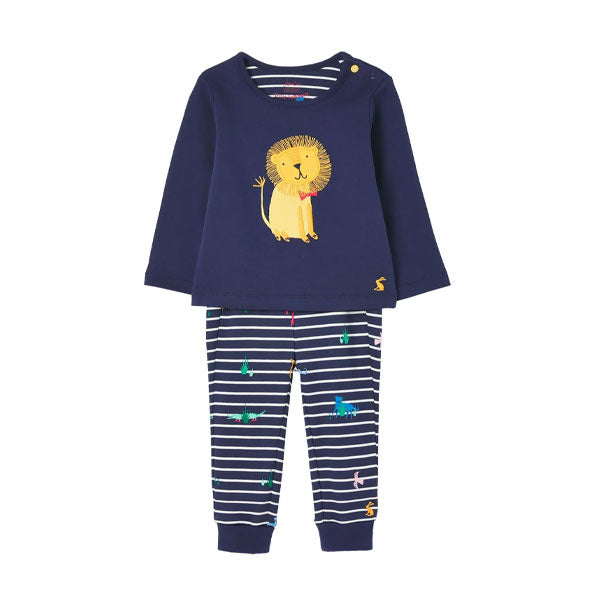 Joules Lion Navy Top Striped Pants Set