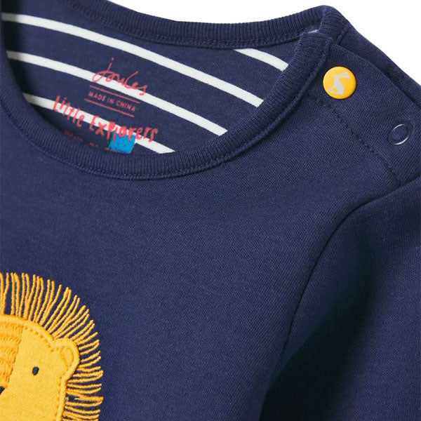 Joules Lion Navy Top Striped Pants Set