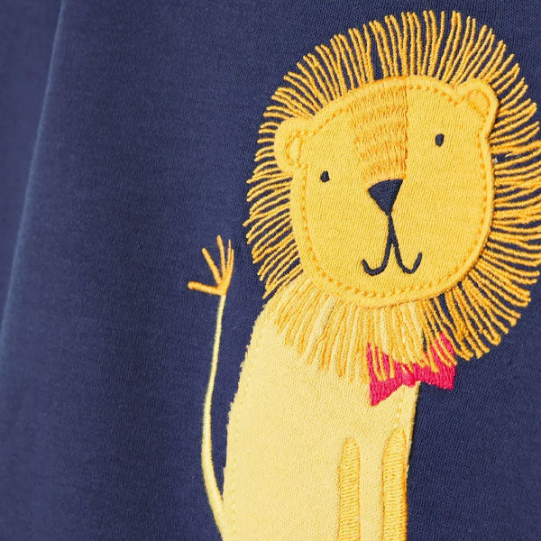 Joules Lion Navy Top Striped Pants Set