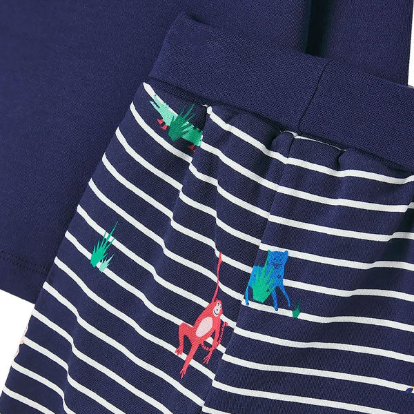 Joules Lion Navy Top Striped Pants Set