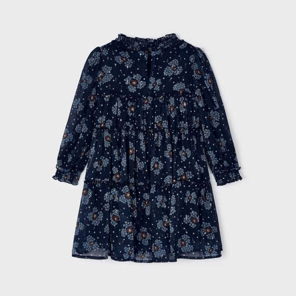 Mayoral Girls Navy Printed Chiffon Dress