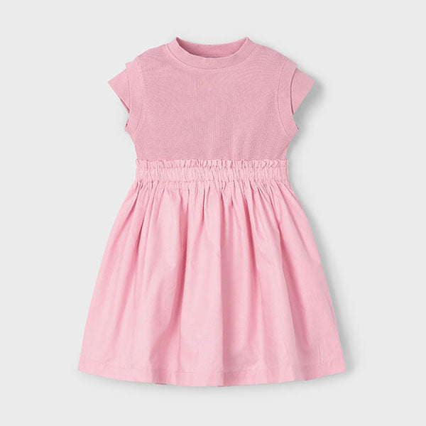 Mayoral Girls Pink Ribbed Combined Dress