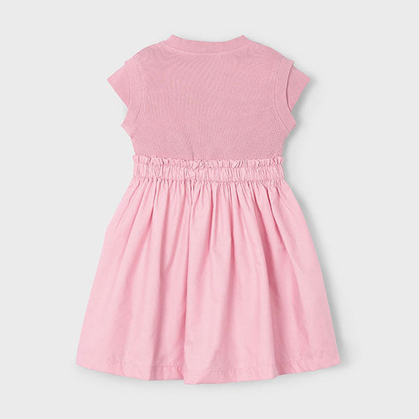 Mayoral Girls Pink Ribbed Combined Dress