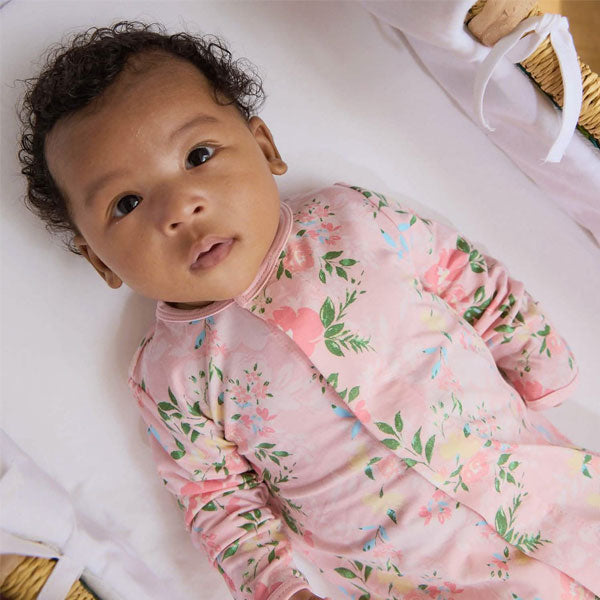 Magnetic Me Ainslee Pink Floral Modal Footie