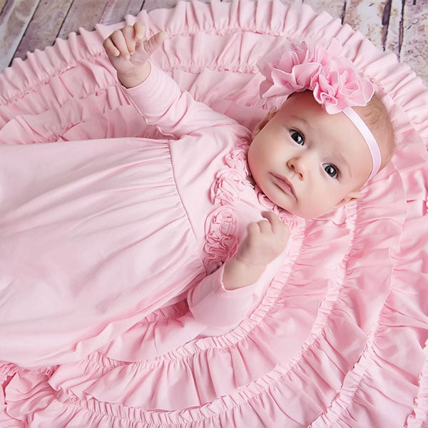 Lemon Loves Lime Hot Pink Round Ruffle Blanket