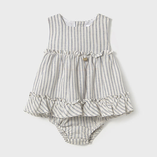 Mayoral Girls Striped Dress Bloomer Set