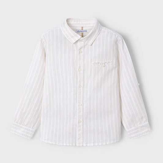 Mayoral Boy Striped Roll-Up Sleeve Linen Shirt