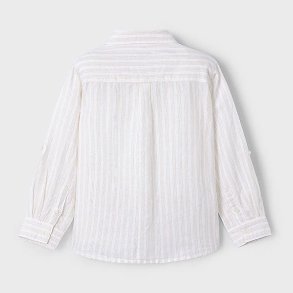 Mayoral Boy Striped Roll-Up Sleeve Linen Shirt