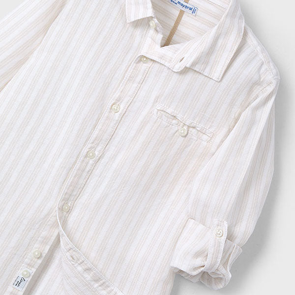 Mayoral Boy Striped Roll-Up Sleeve Linen Shirt