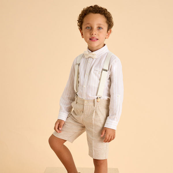 Mayoral Boy Striped Roll-Up Sleeve Linen Shirt