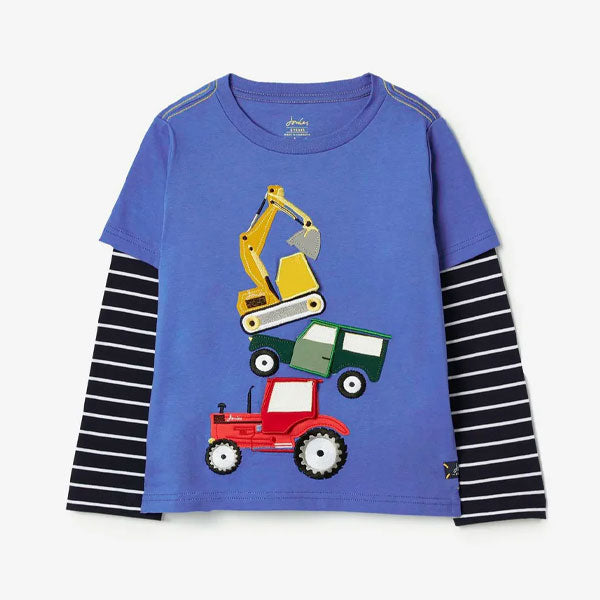 Joules Tractors Dino Blue Top