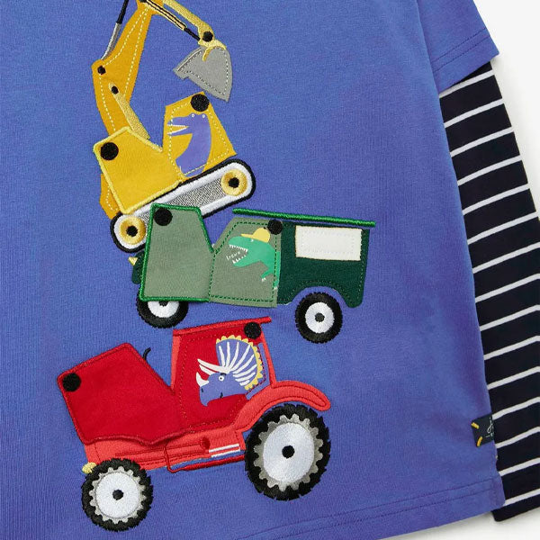 Joules Tractors Dino Blue Top