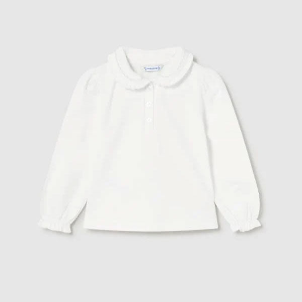 Mayoral Girls Off-White Jeweled Collar Top