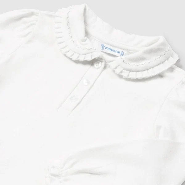 Mayoral Girls Off-White Jeweled Collar Top