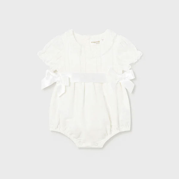 Mayoral Girls White Bow Bubble Romper