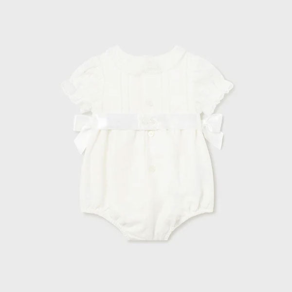 Mayoral Girls White Bow Bubble Romper