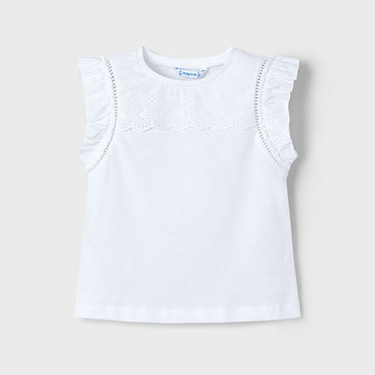 Mayoral Girls White Eyelet Top