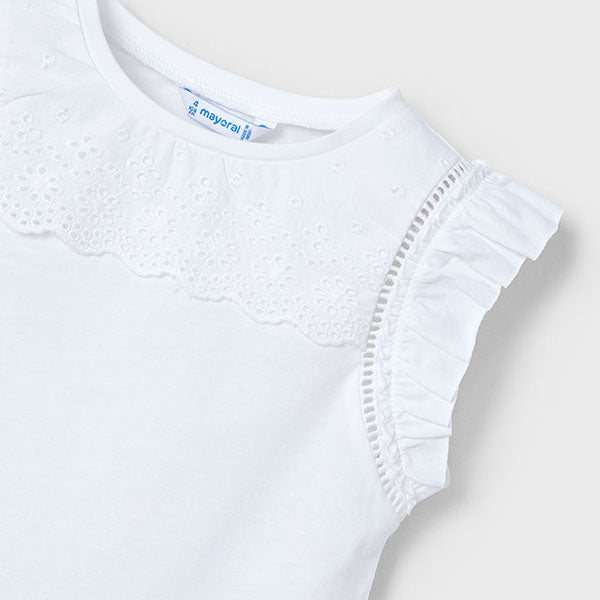 Mayoral Girls White Eyelet Top