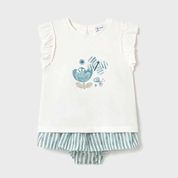 Mayoral Girls Top Striped Skirt Set