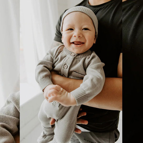 Viverano Organics Blue Pink Cream Gray Knit Overall