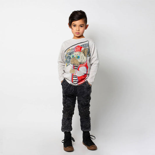 Paper Wings Bombax Dog Gray Long Sleeve Top