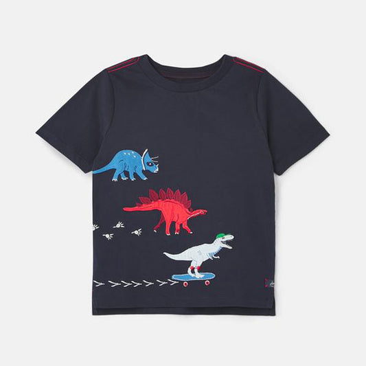 Joules Dino Navy Short Sleeve Top