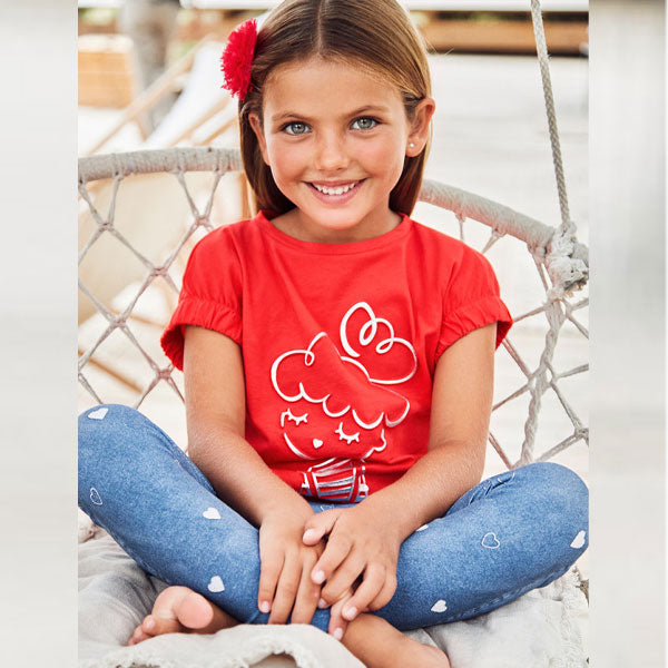 Mayoral Denim-Like Hearts Blue Girls & Baby Leggings