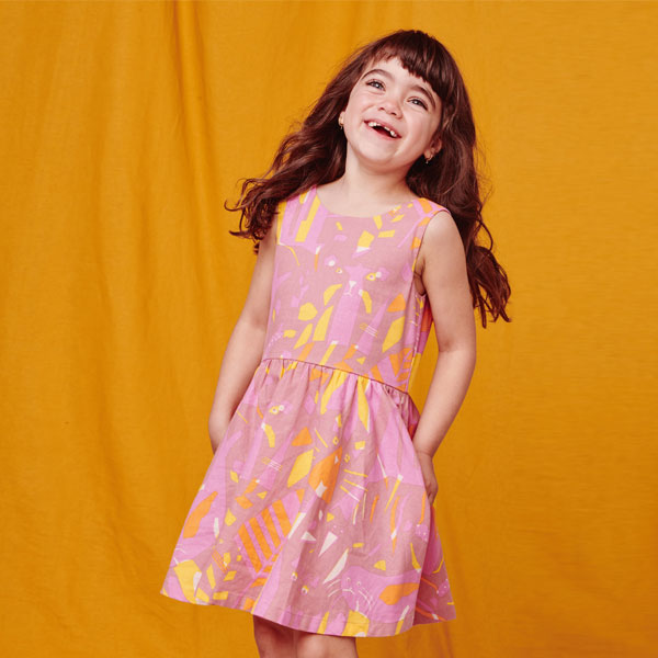 Tea Collection Pink Pattern Woven Tank Dress