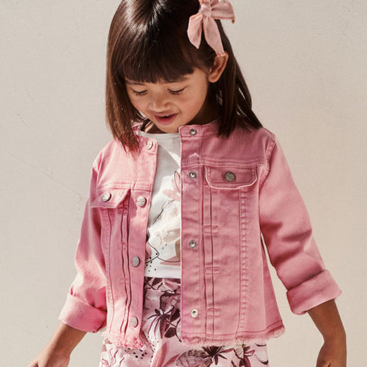 Mayoral Button Front Girls Jacket in Rose