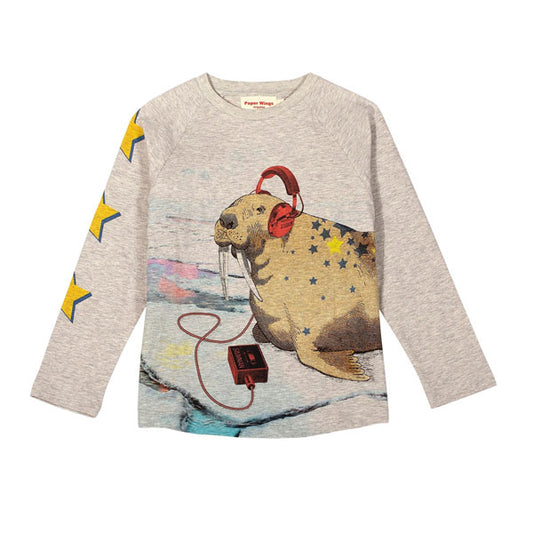 Paper Wings Seal with Headphones Long Sleeve Top