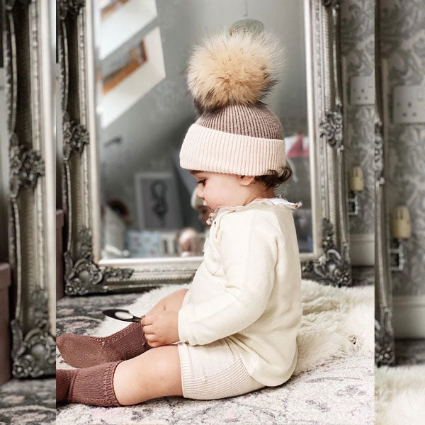 Petit Maison Kids Two Toned Angora Pom Hat