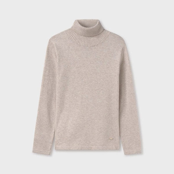 Mayoral Girls Heathered Cream Turtleneck Top