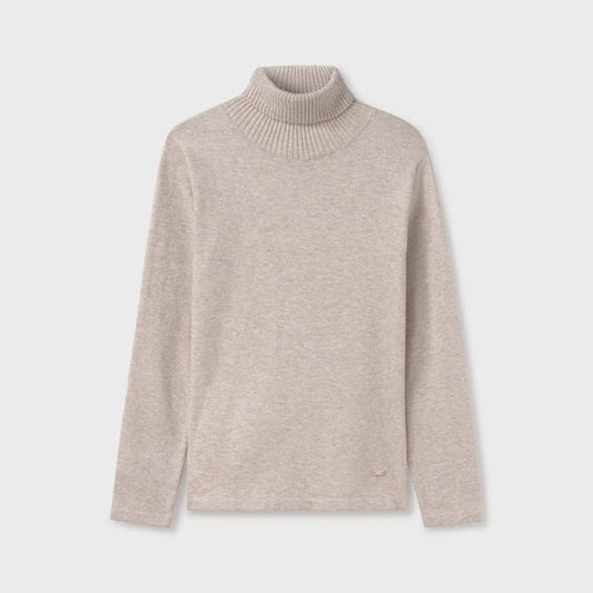 Mayoral Girls Heathered Cream Turtleneck Top