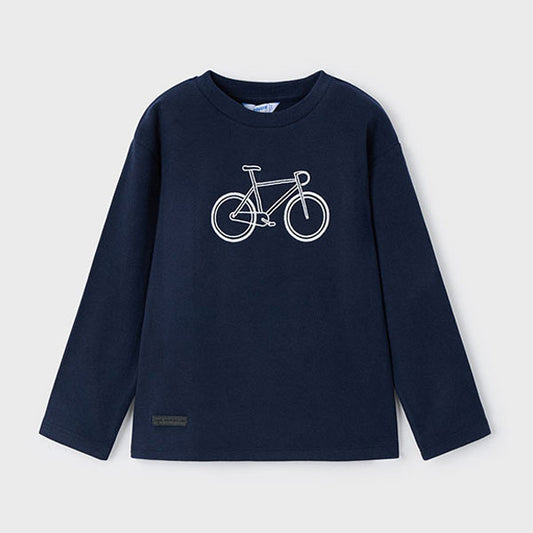 Mayoral Boy Navy Embroidered Bicycle T-Shirt Top