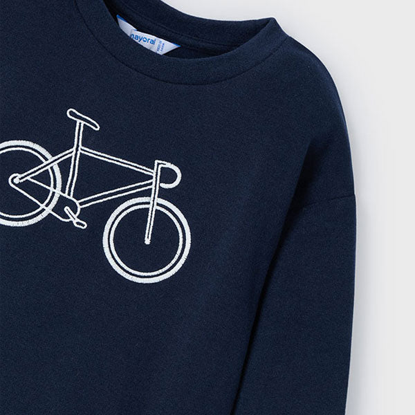 Mayoral Boy Navy Embroidered Bicycle T-Shirt Top